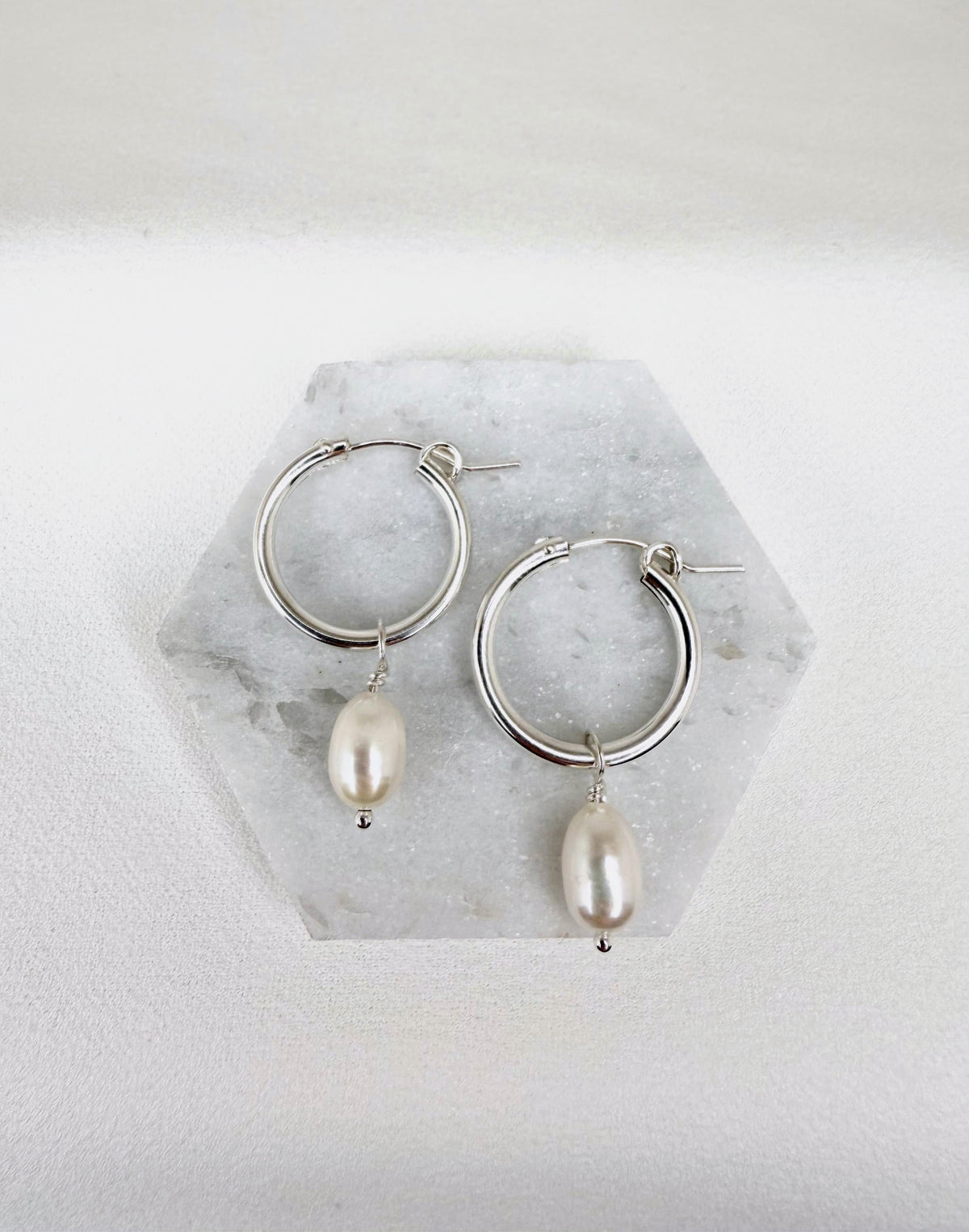 Pearl Drop Hoop Earrings - Large 2