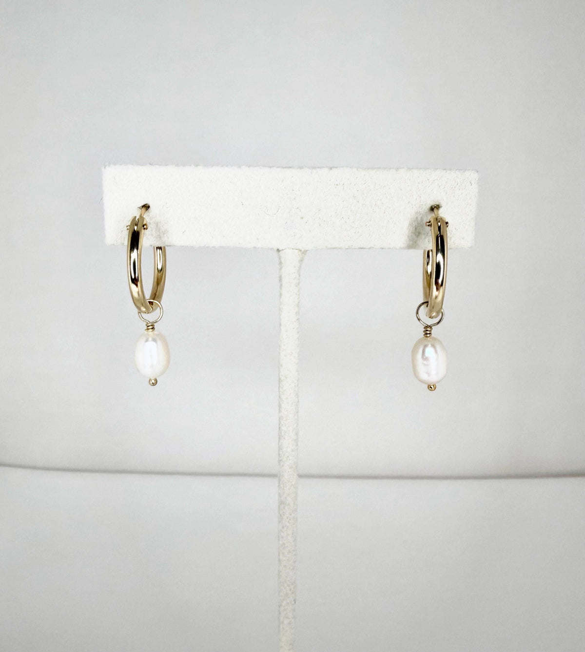 Pearl Drop Hoop Earrings - Large 5