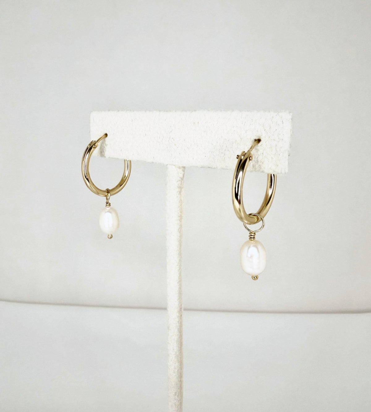Pearl Drop Hoop Earrings - Large 6