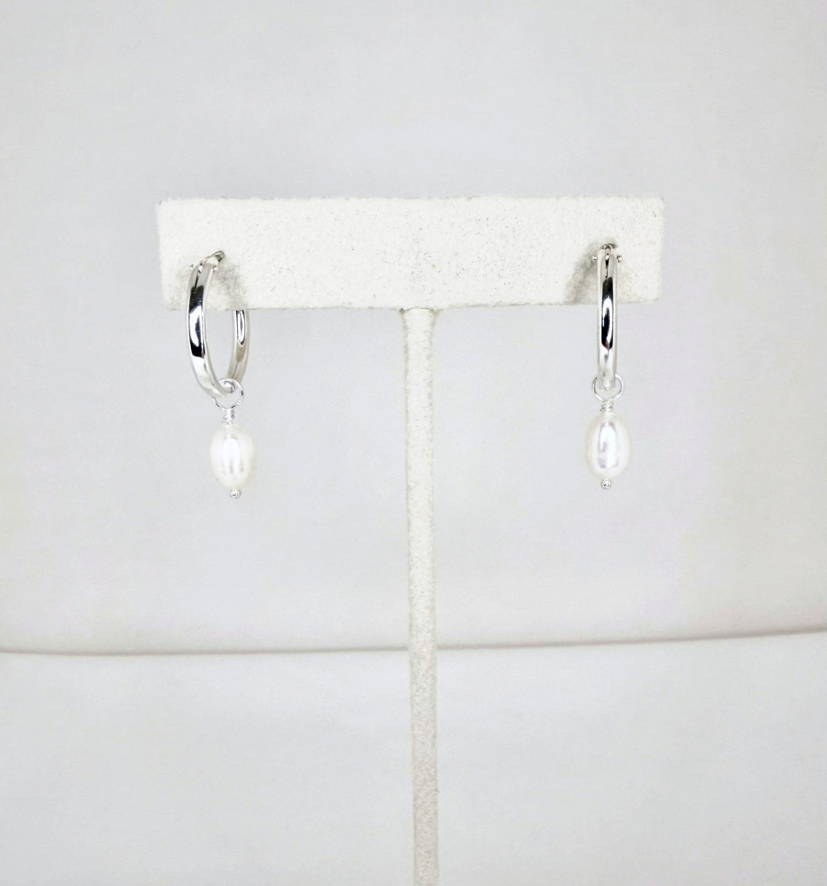 Pearl Drop Hoop Earrings - Large 7