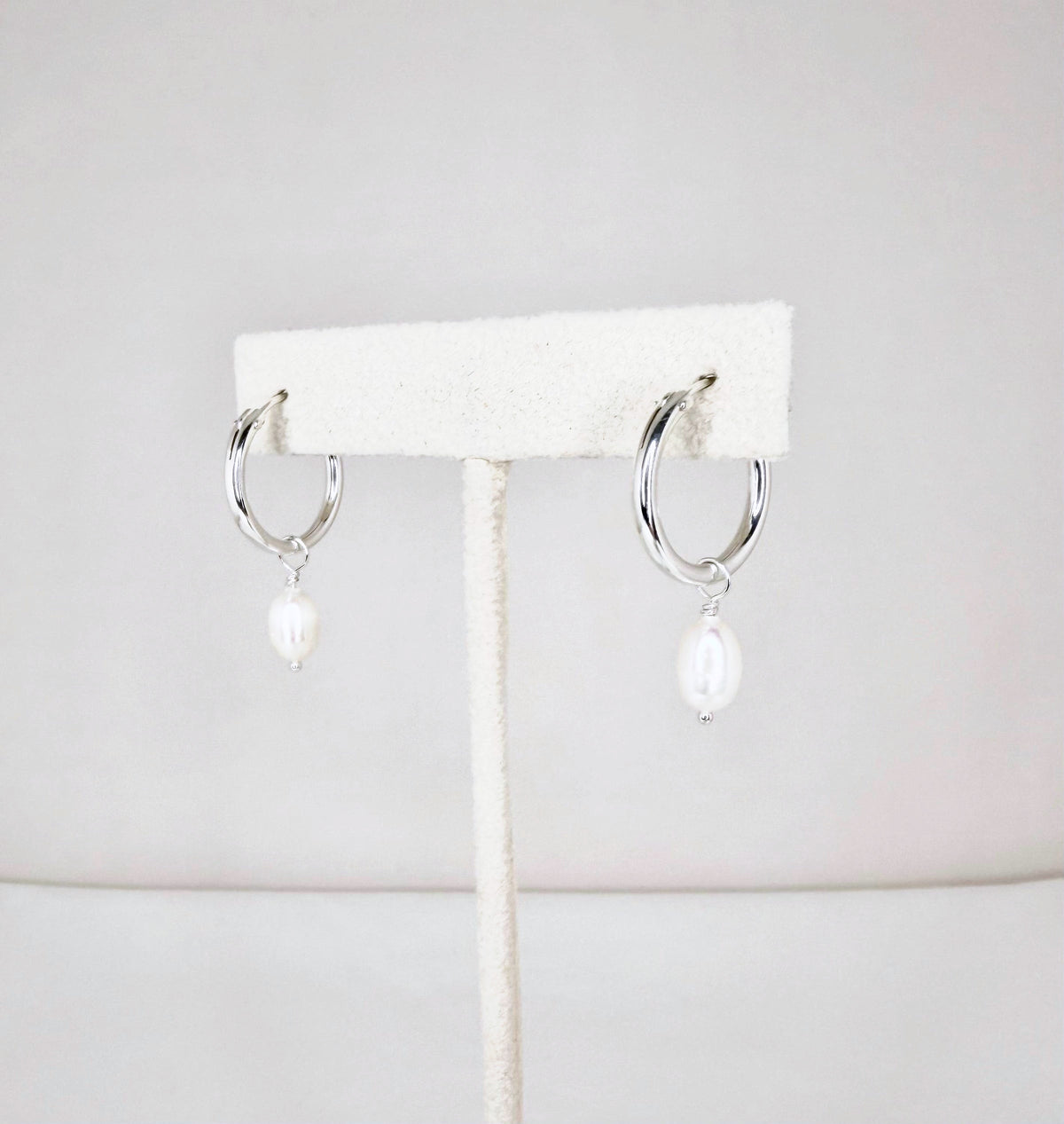 Pearl Drop Hoop Earrings - Large 8