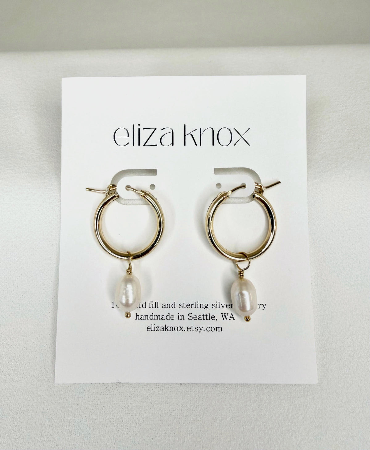 Pearl Drop Hoop Earrings - Large 9