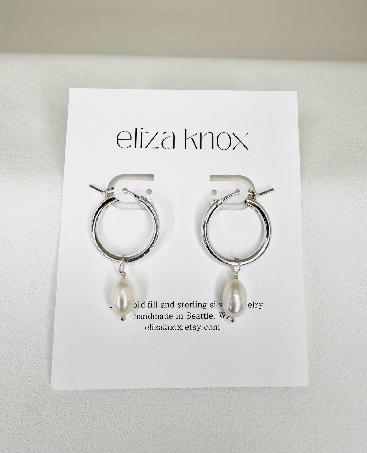 Pearl Drop Hoop Earrings - Large 10