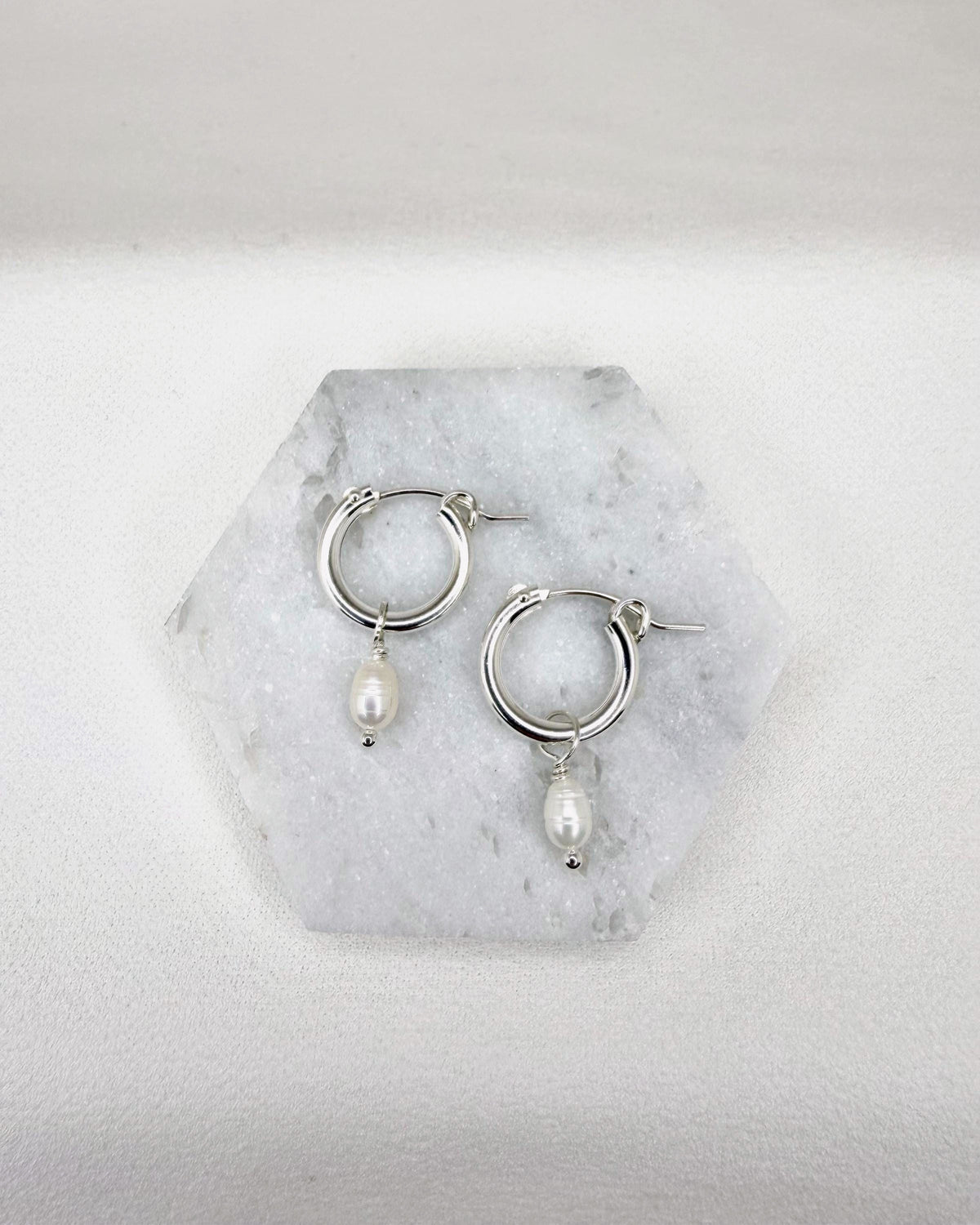 Pearl Drop Hoop Earrings - Small 2