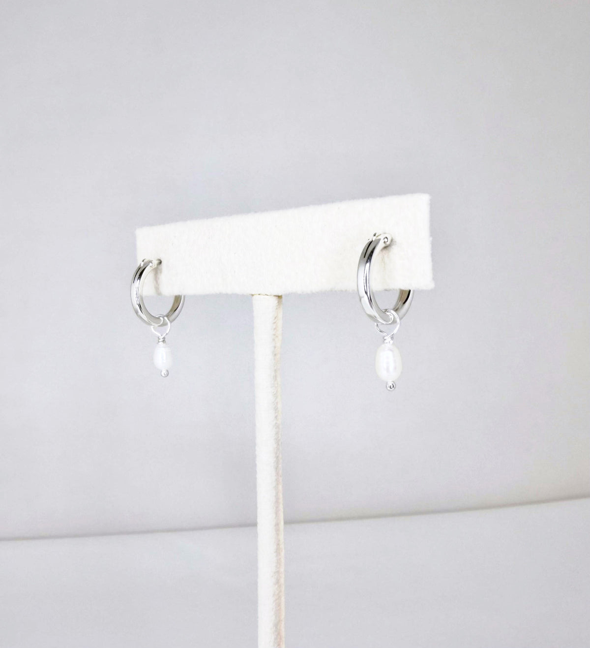 Pearl Drop Hoop Earrings - Small 5