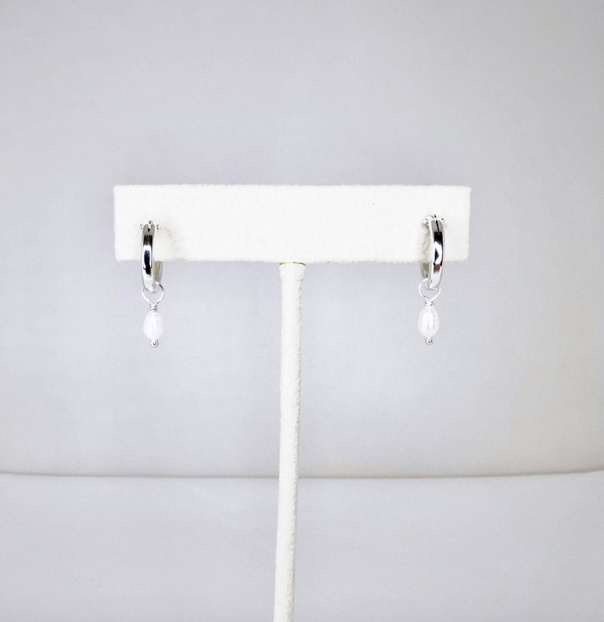 Pearl Drop Hoop Earrings - Small 6
