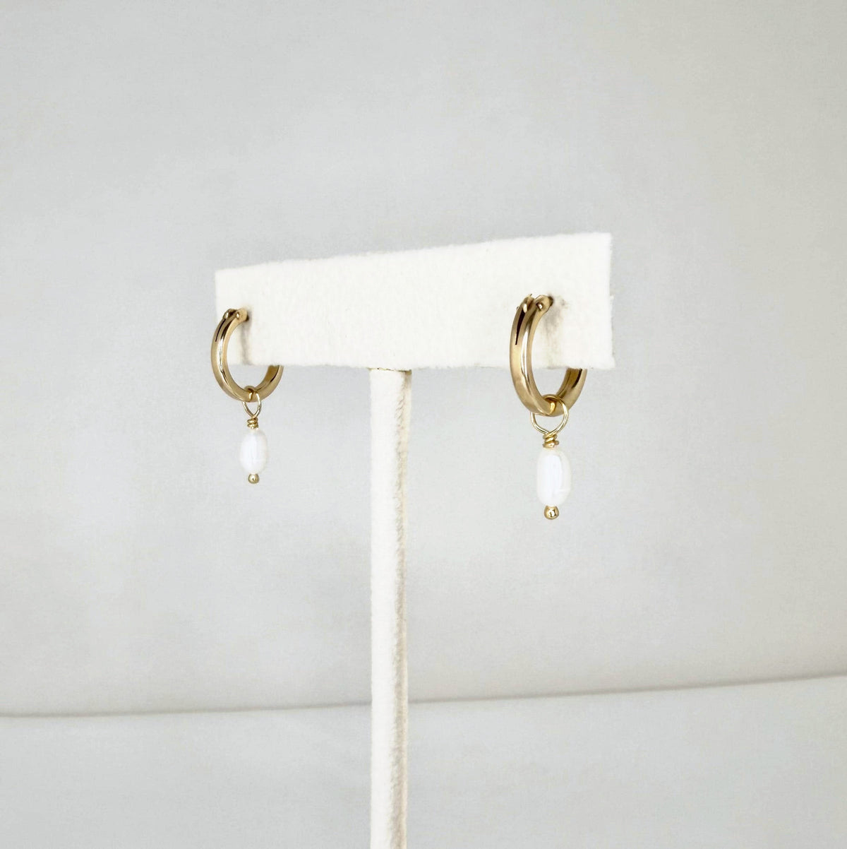 Pearl Drop Hoop Earrings - Small 7