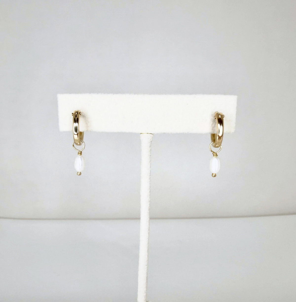 Pearl Drop Hoop Earrings - Small 8
